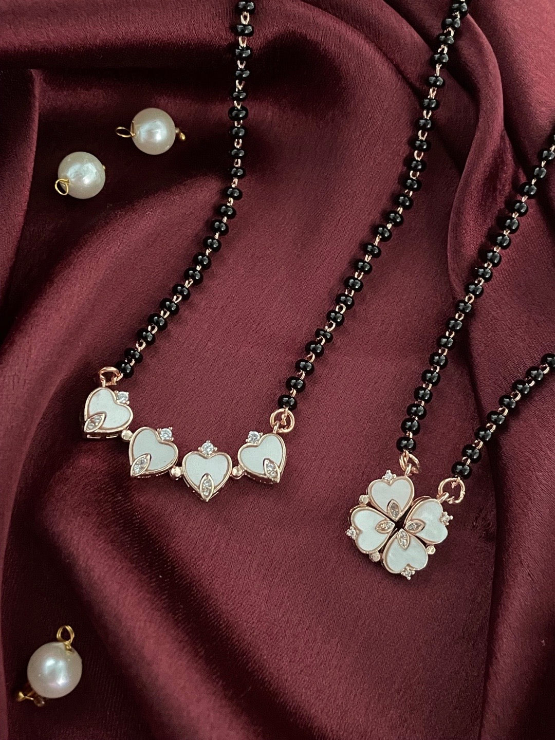 (Wear it 2 ways) Heart Fresh-Water Pearl American Diamond Mangalsutra