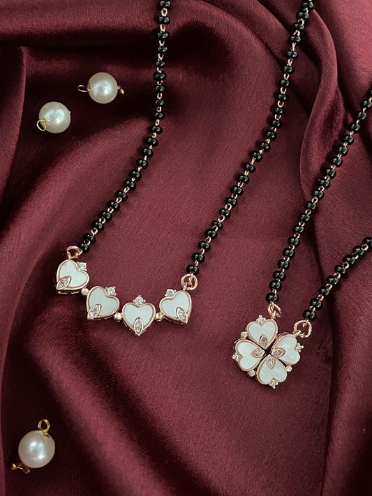 (Wear it 2 ways) Heart Fresh-Water Pearl American Diamond Mangalsutra