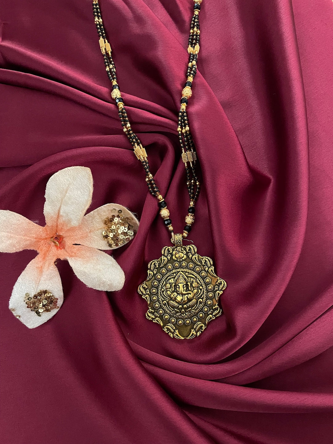 Ganesha/Flower Pendant Long Mangalsutra