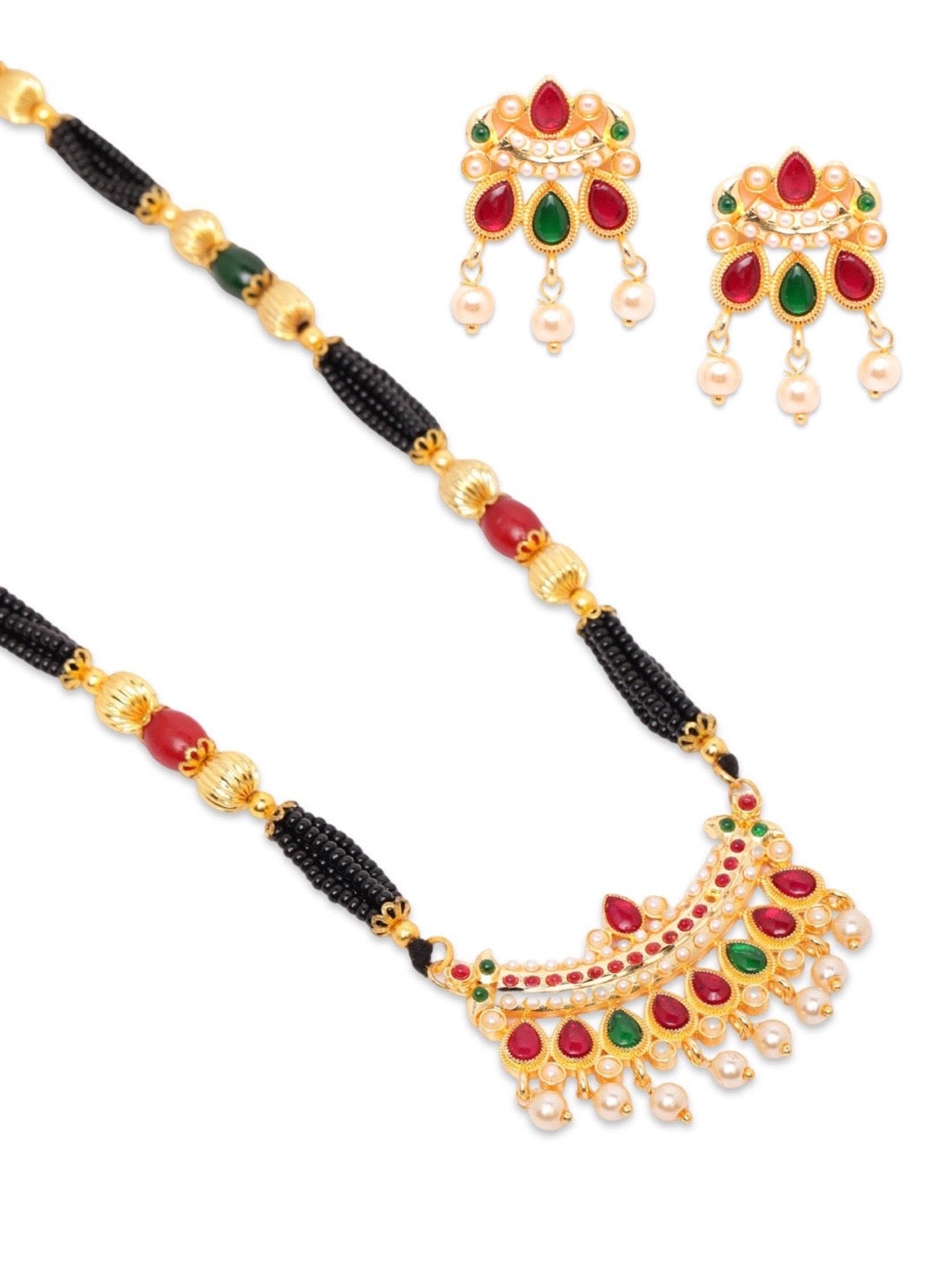 Gold Long Mangalsutra with Earrings