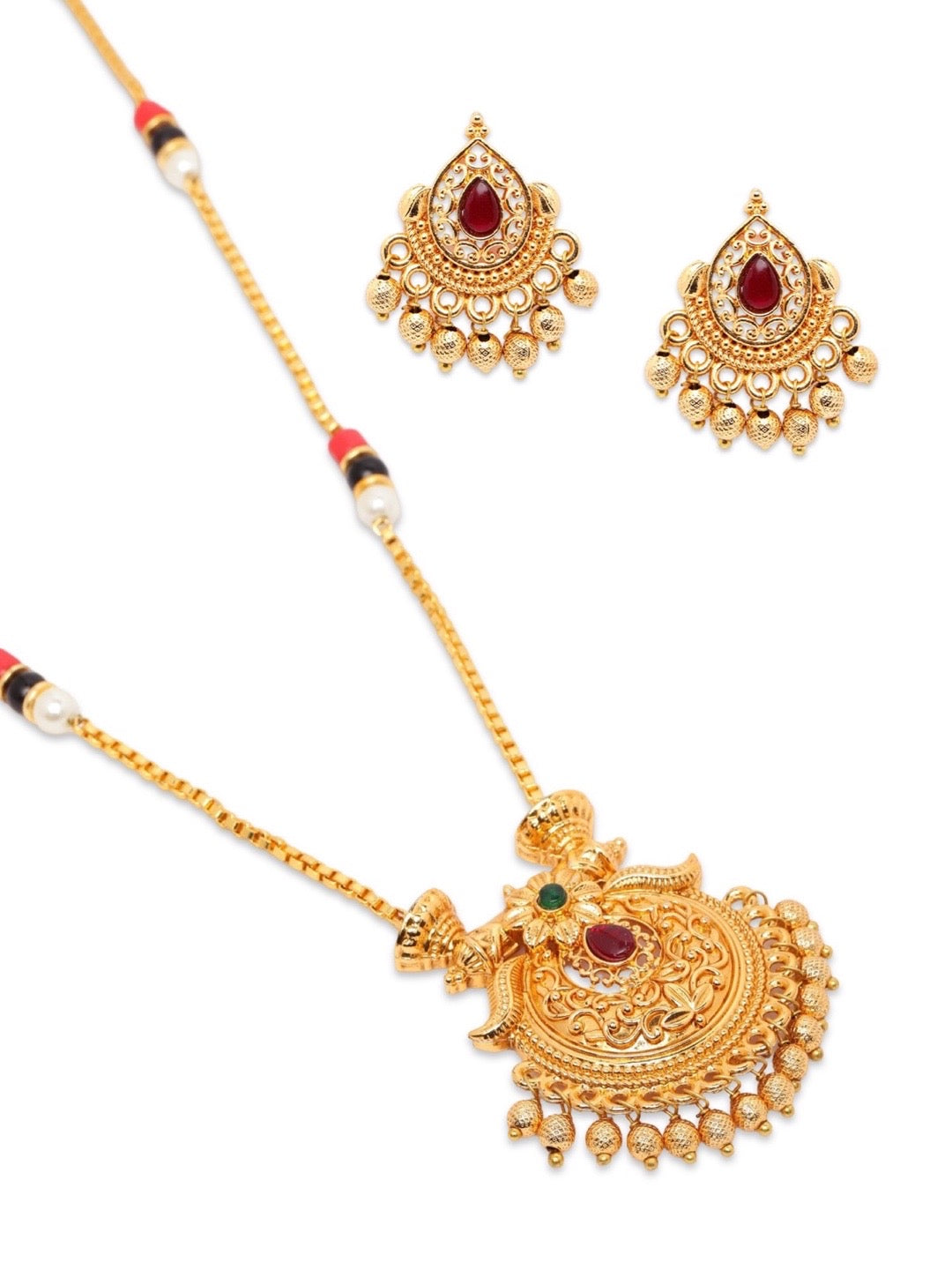 Gold Long Mangalsutra with Earrings