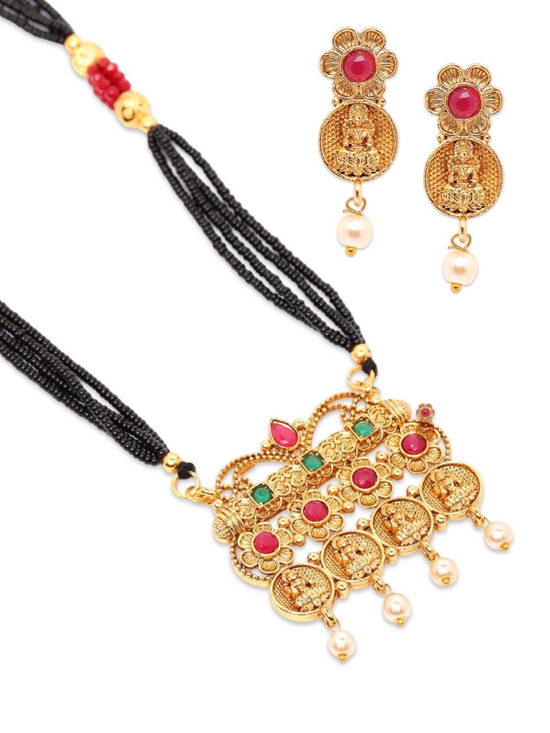 Gold Long Mangalsutra with Earrings