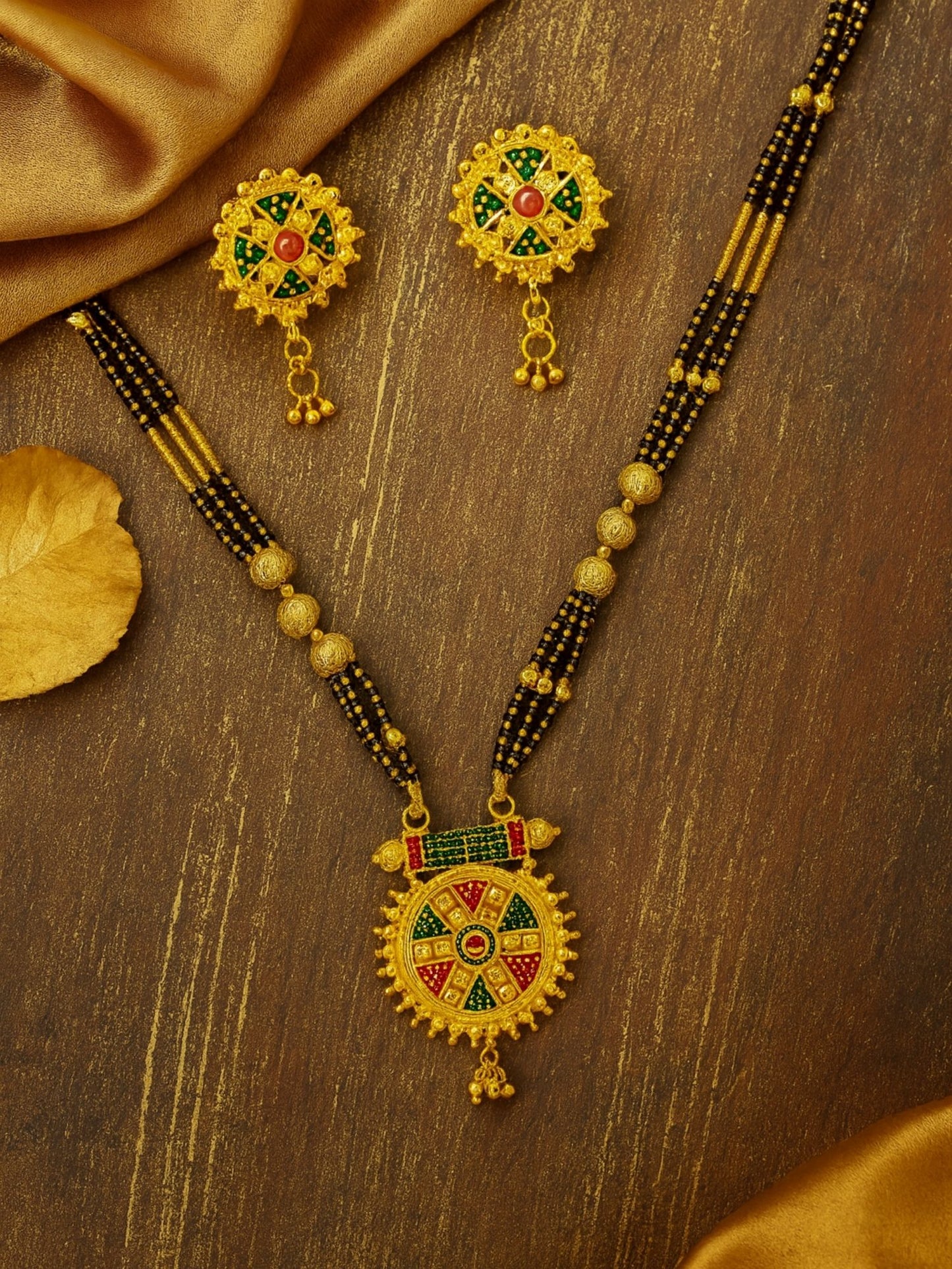 Multicolor-Round Pendant Mangalsutra Designs Set
