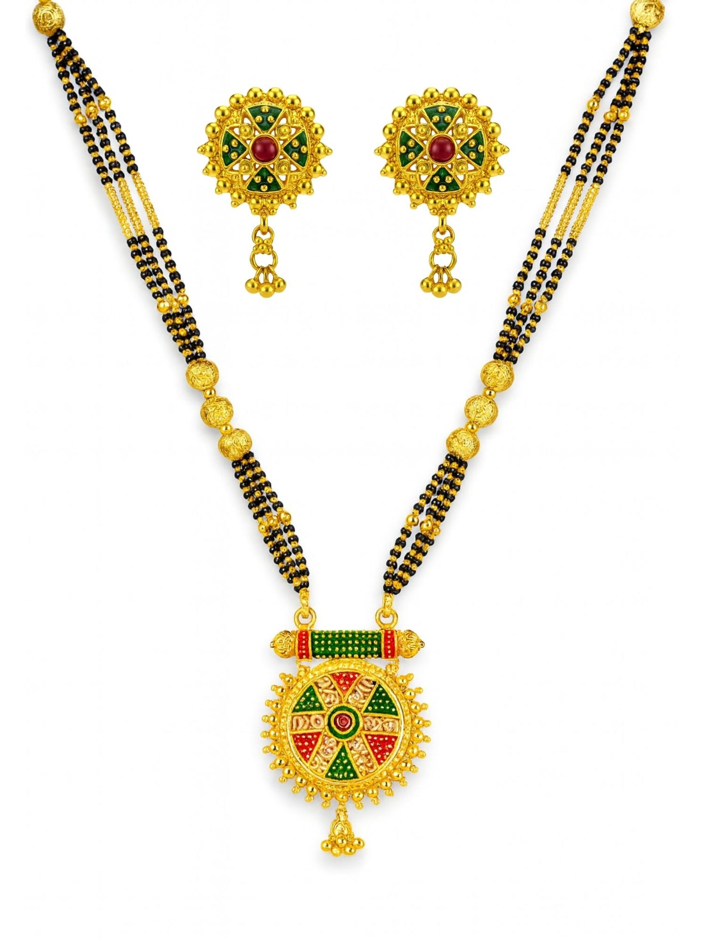 Multicolor-Round Pendant Mangalsutra Designs Set