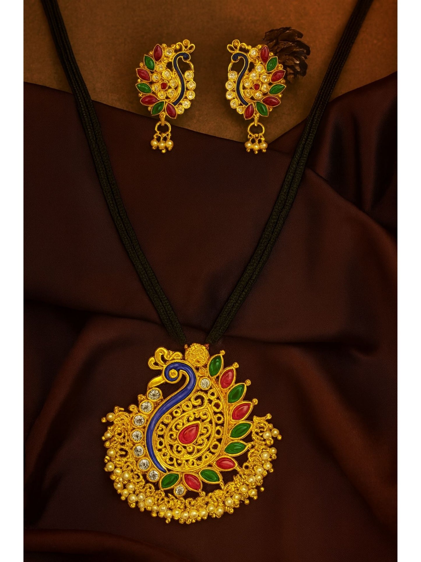 Peacock With Pearl Pendant Mangalsutra Designs Set