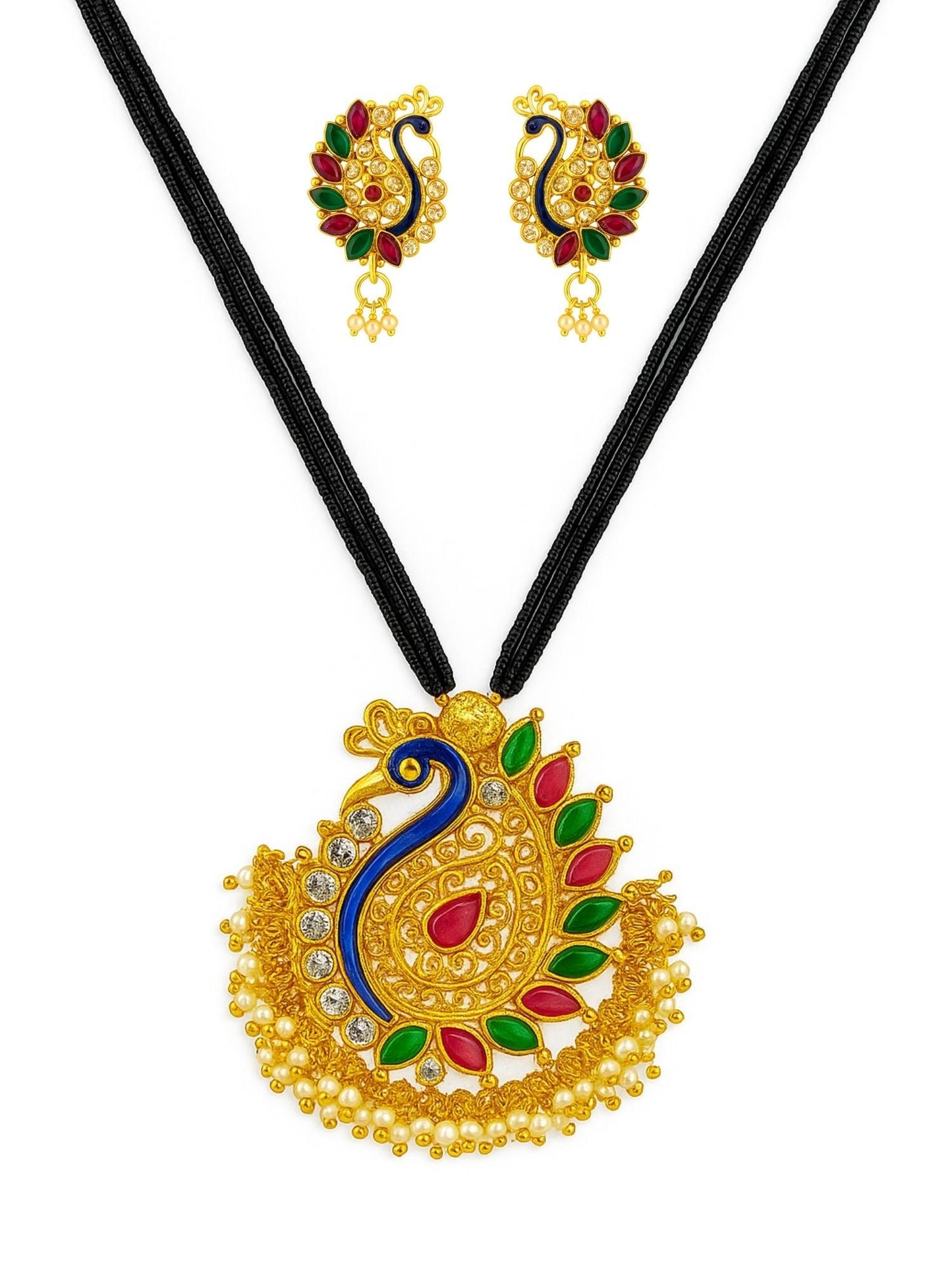 Peacock With Pearl Pendant Mangalsutra Designs Set