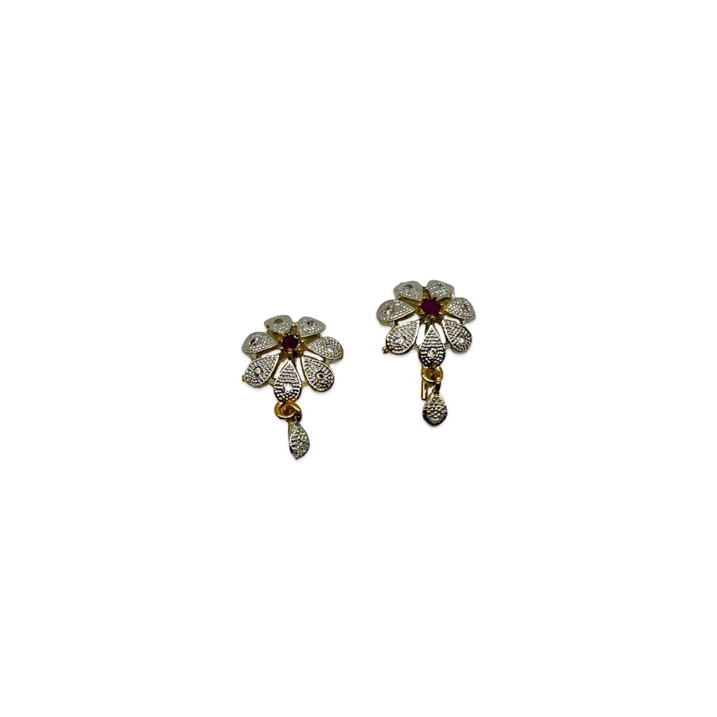 Fancy Short American Diamond Mangalsutra Set With Earrings Flower Pendant Black Beads Chain