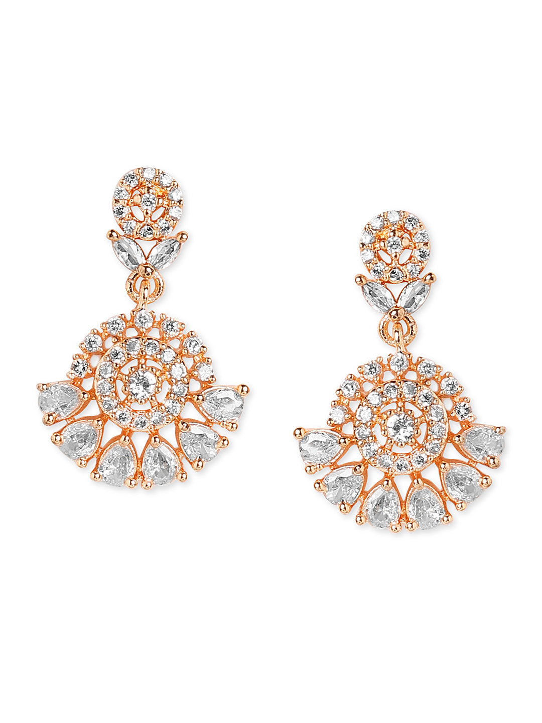 Rose Gold Plated AD Long Mangalsutra & Earring Set