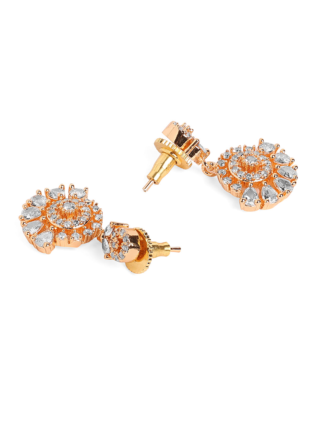 Rose Gold Plated AD Long Mangalsutra & Earring Set