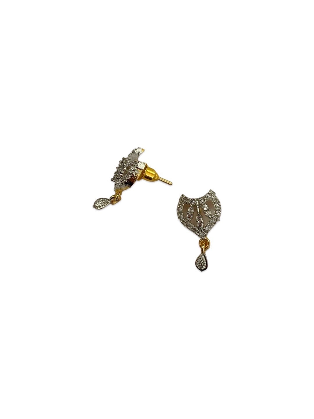 Gold Plated Short Mangalsutra With Earring Set American Diamond Pendant Design