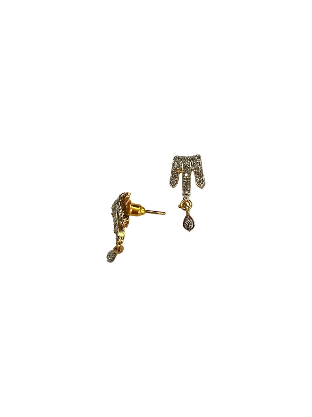 Gold Plated Long Mangalsutra With Earring Set AD Pendant Design