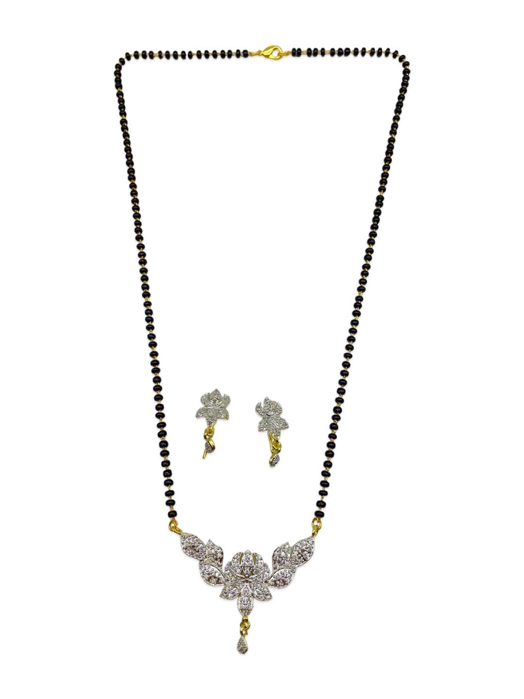 Gold Plated AD Short Mangalsutra Set With Earrings