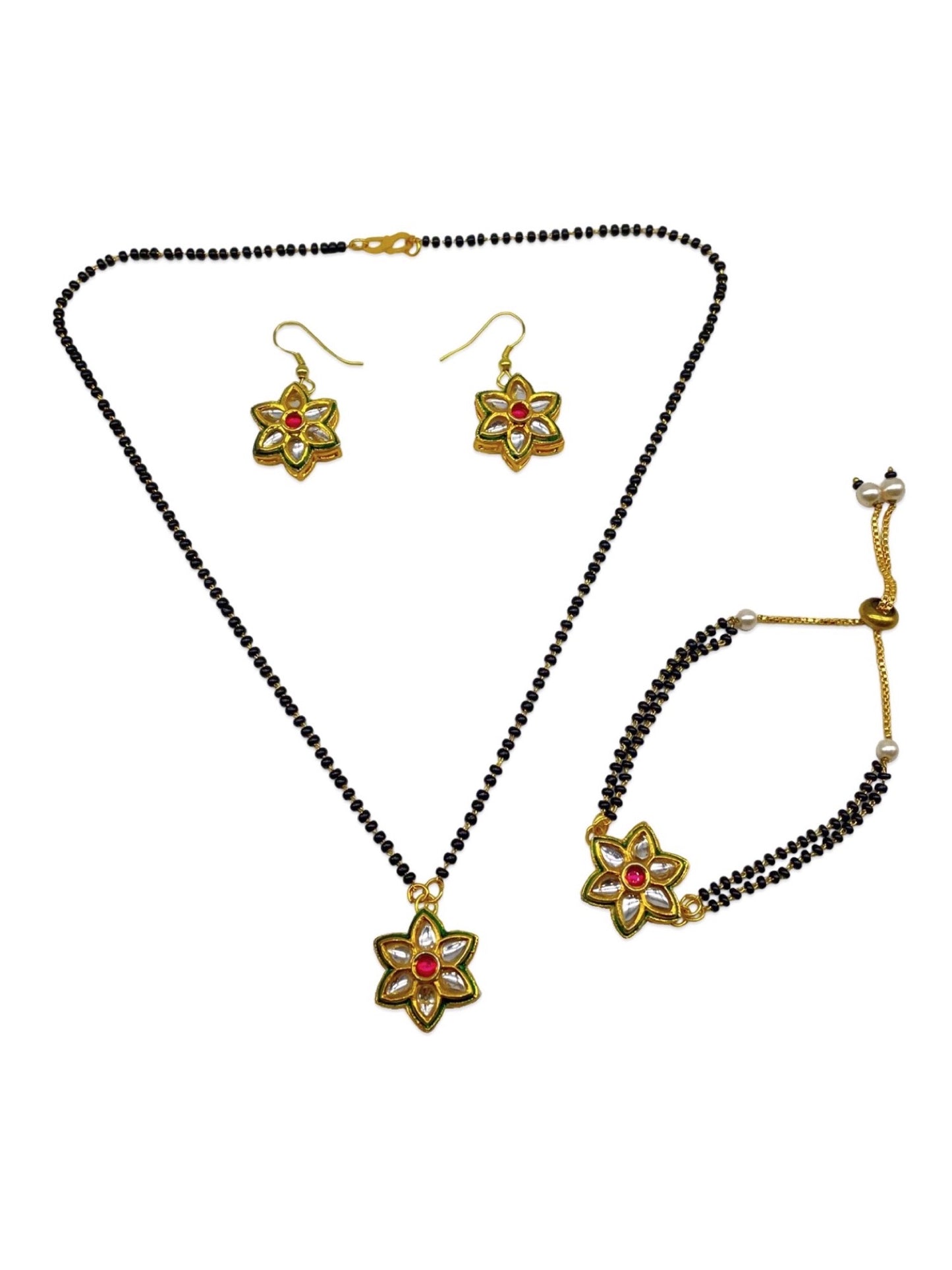 Kundan Floral Short Mangalsutra Set