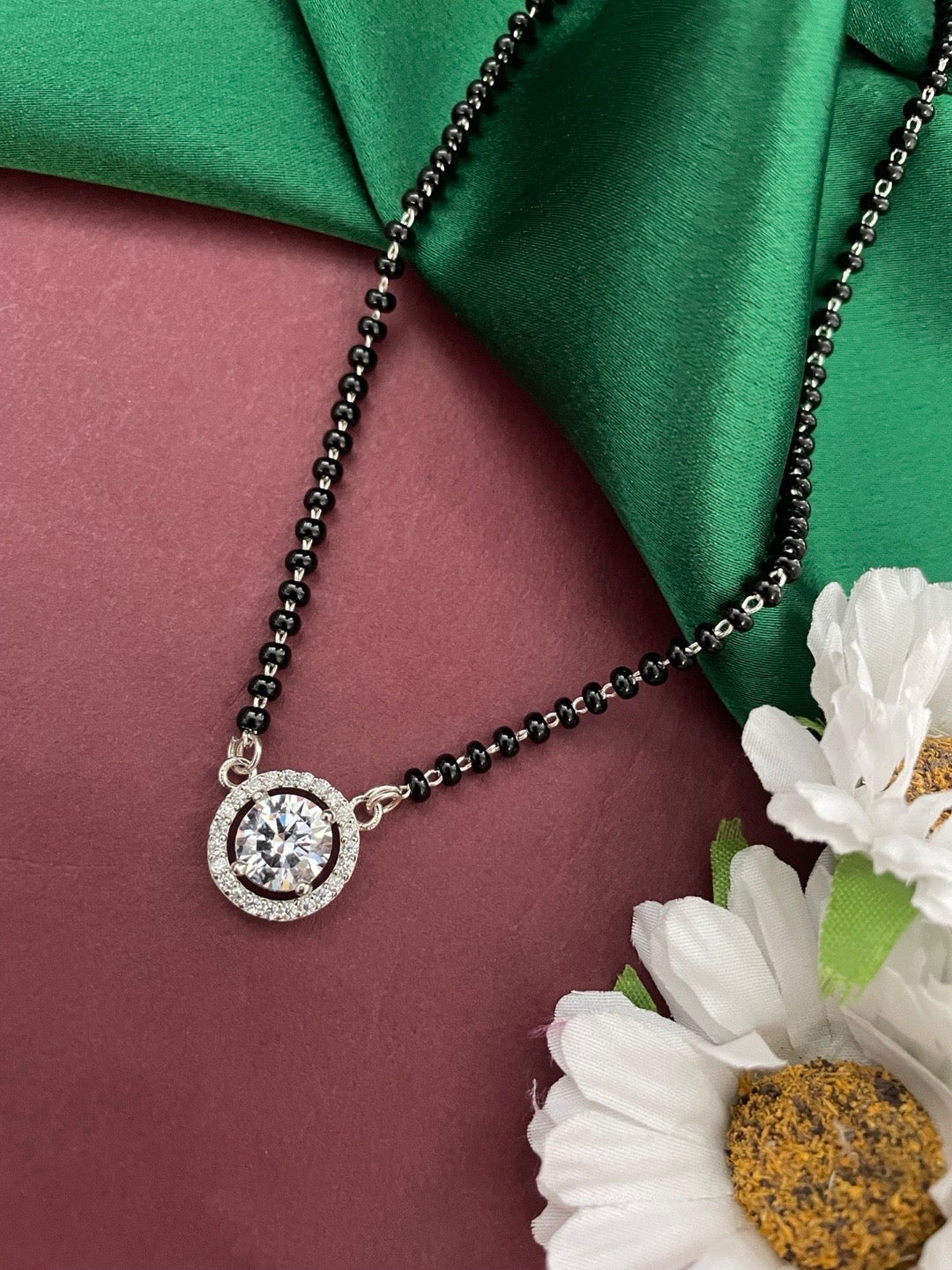 Solitaire Silver Short Mangalsutra