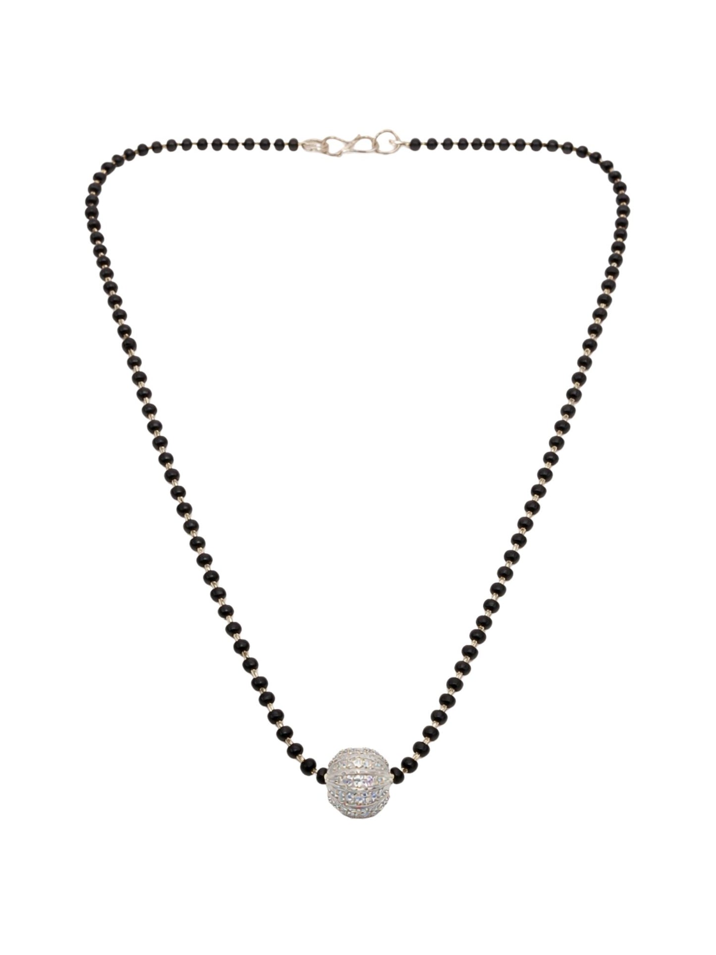 Short Mangalsutra Design Silver Ball Pendant
