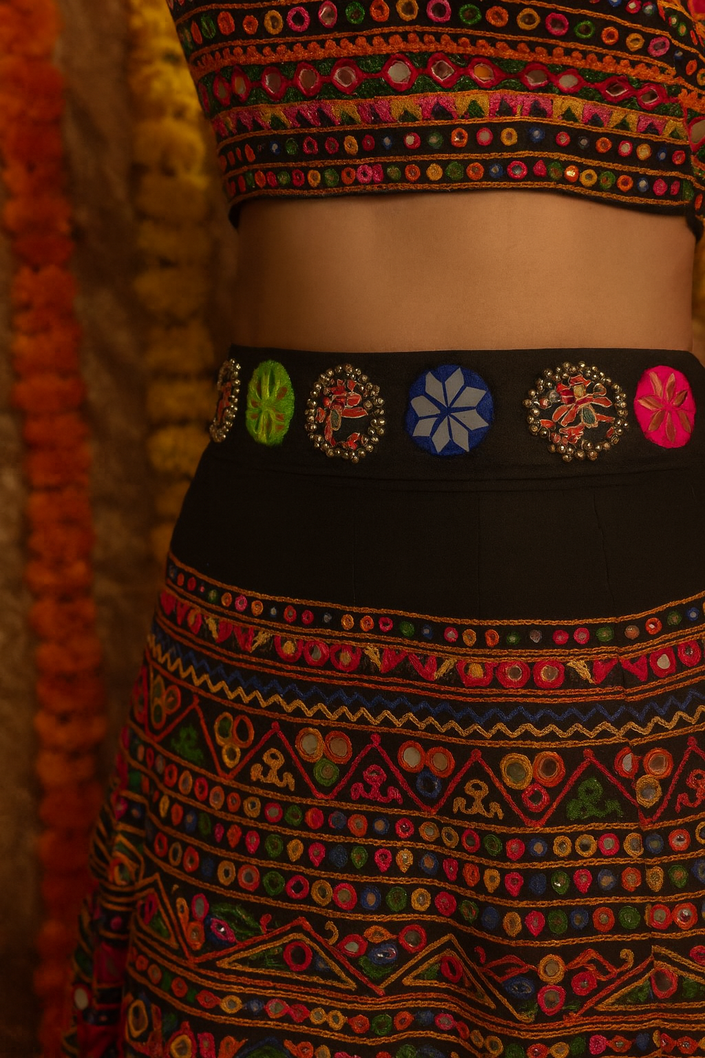 Fabric Waist-Belt Embroidery Round Mirror Work Banjara Kamar-Bandh