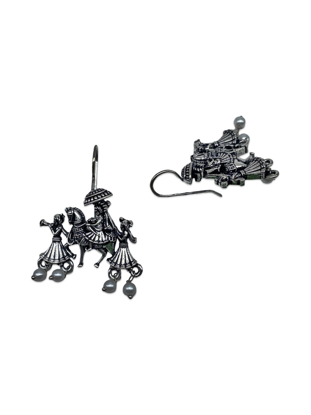 Groom With Horse Dangler Design Earring