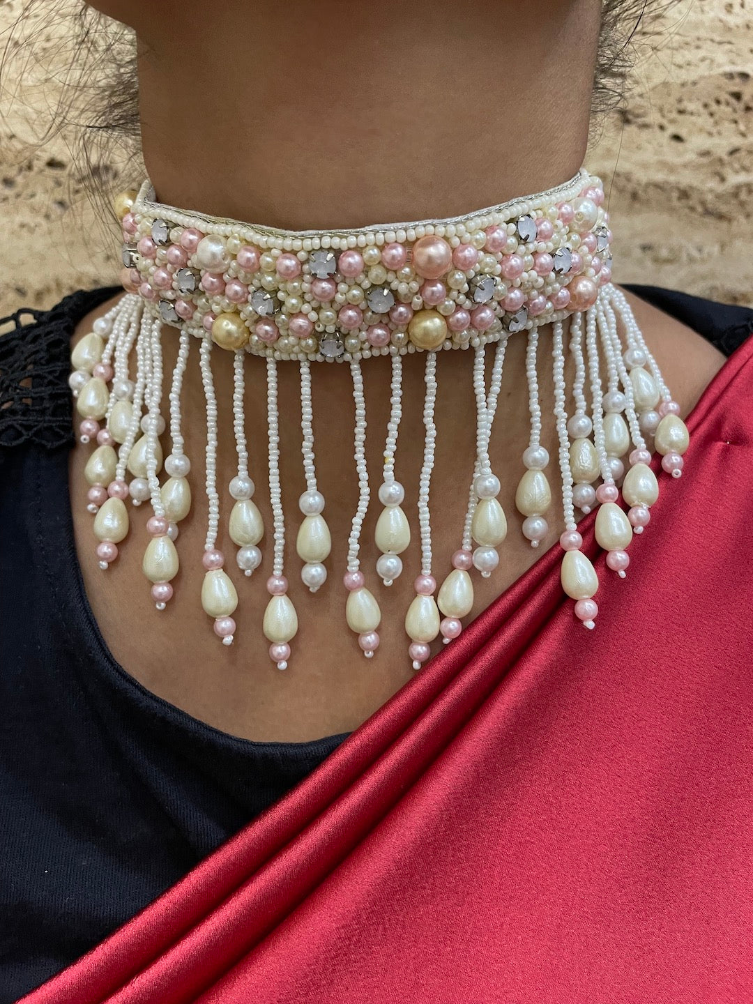 Beaded Choker Necklace Multicolor Beads With Pearl Design Jewellery Beaded Choker Necklace Multicolor Beads With Pearl Design Jewellery
