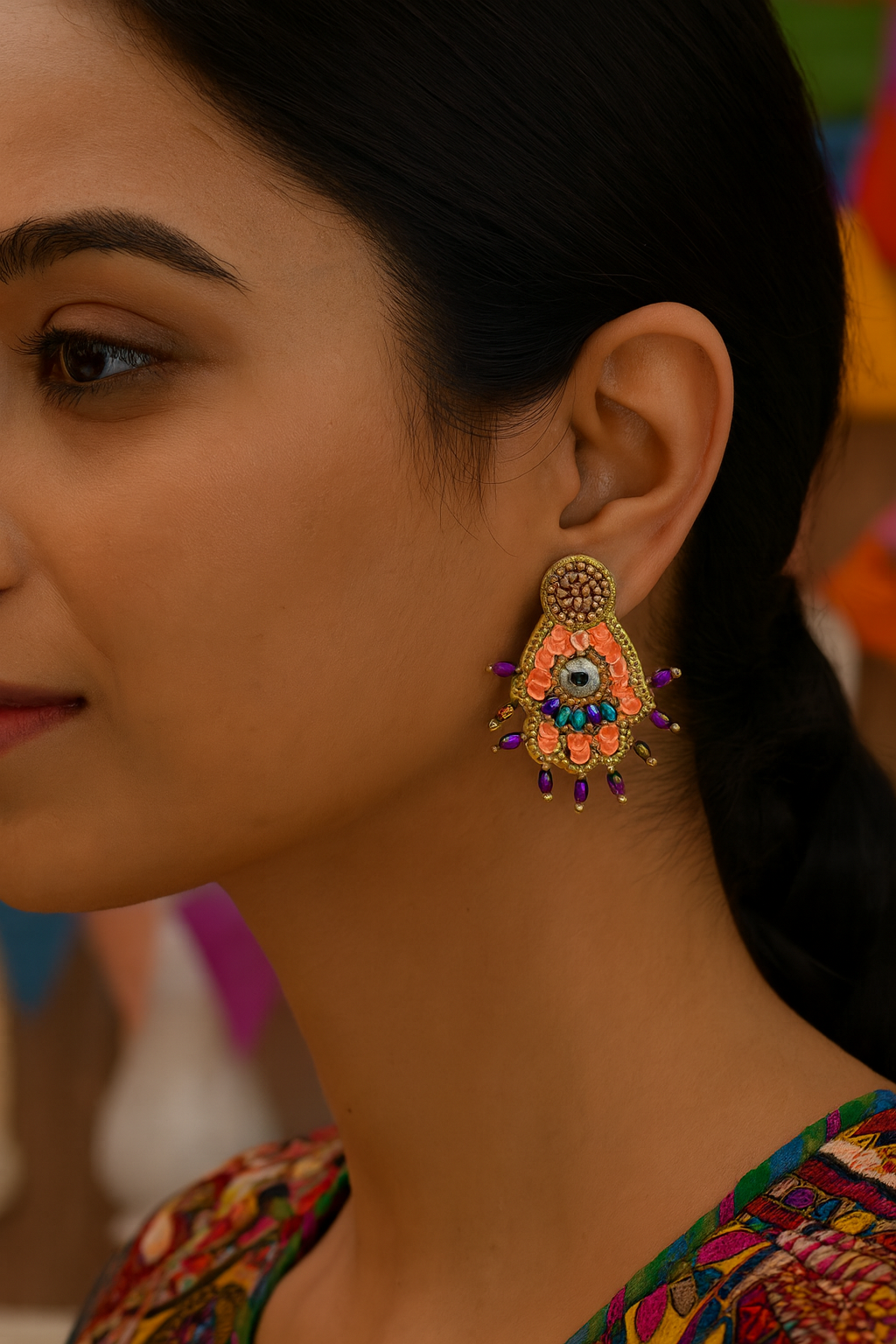 Hamsa Evil Eye Mini Beaded Earrings