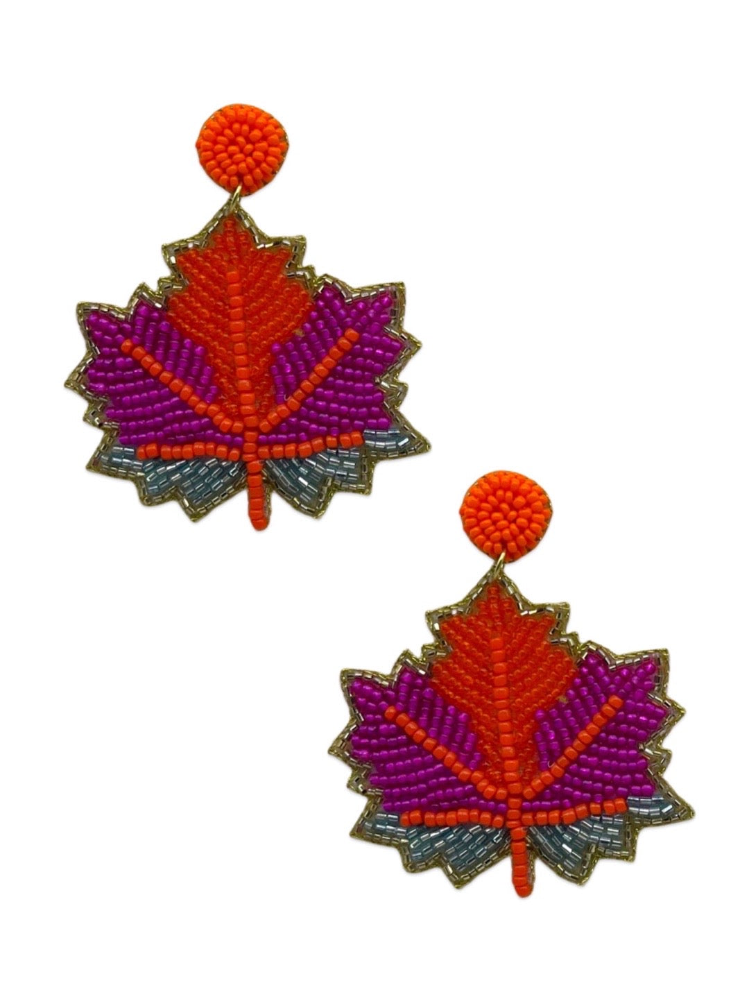Maple Leaf Beaded Earrings