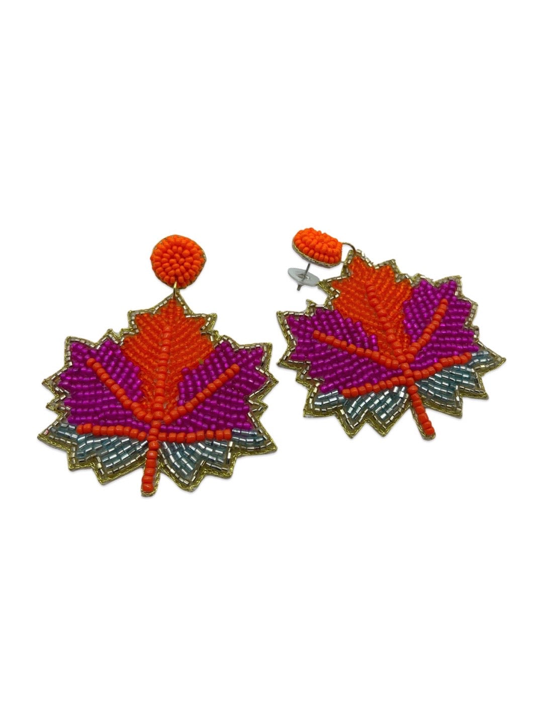 Maple Leaf Beaded Earrings