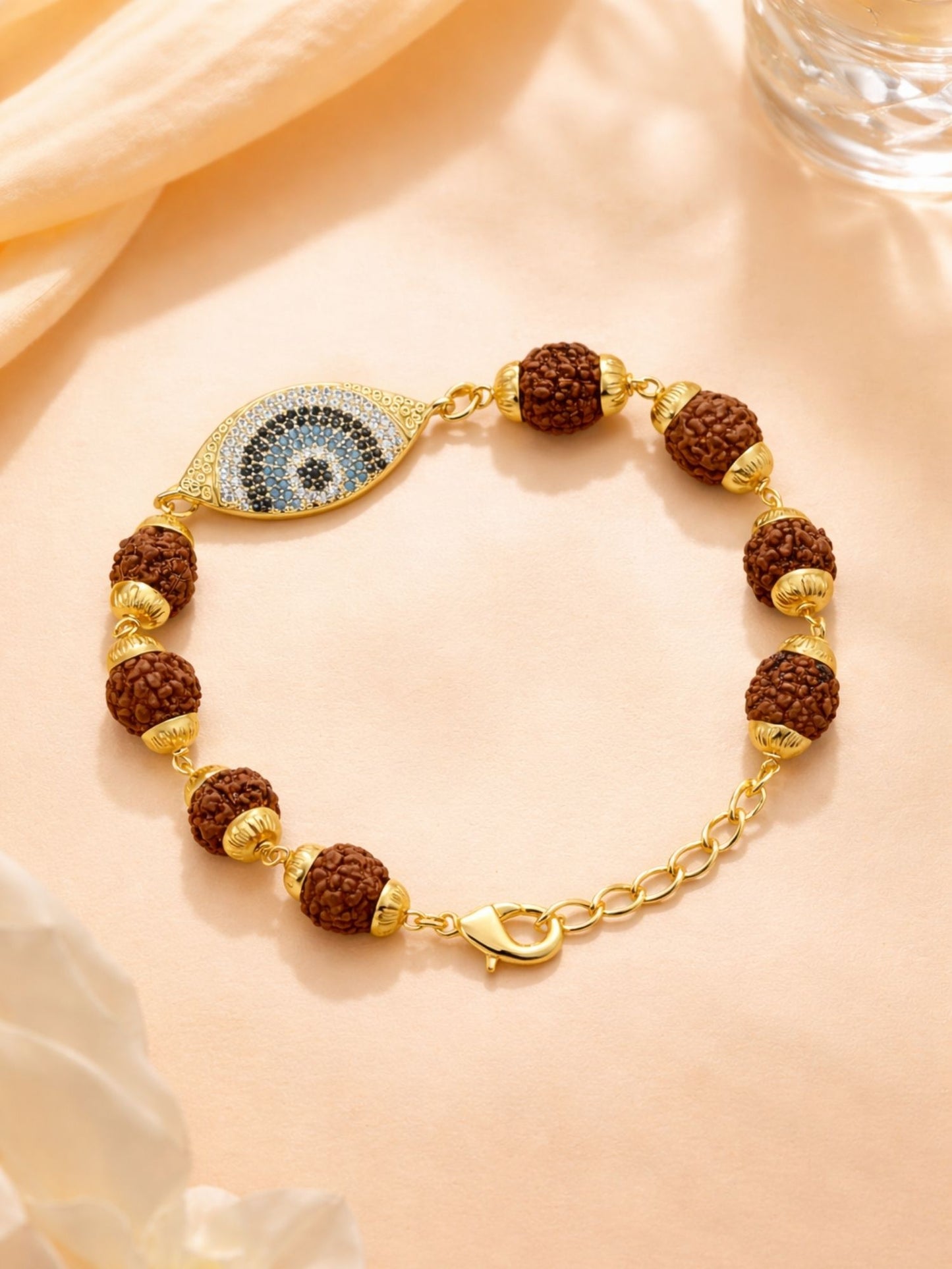 Men’s Rudraksha Rakhi Bracelet with Evil Eye Charm
