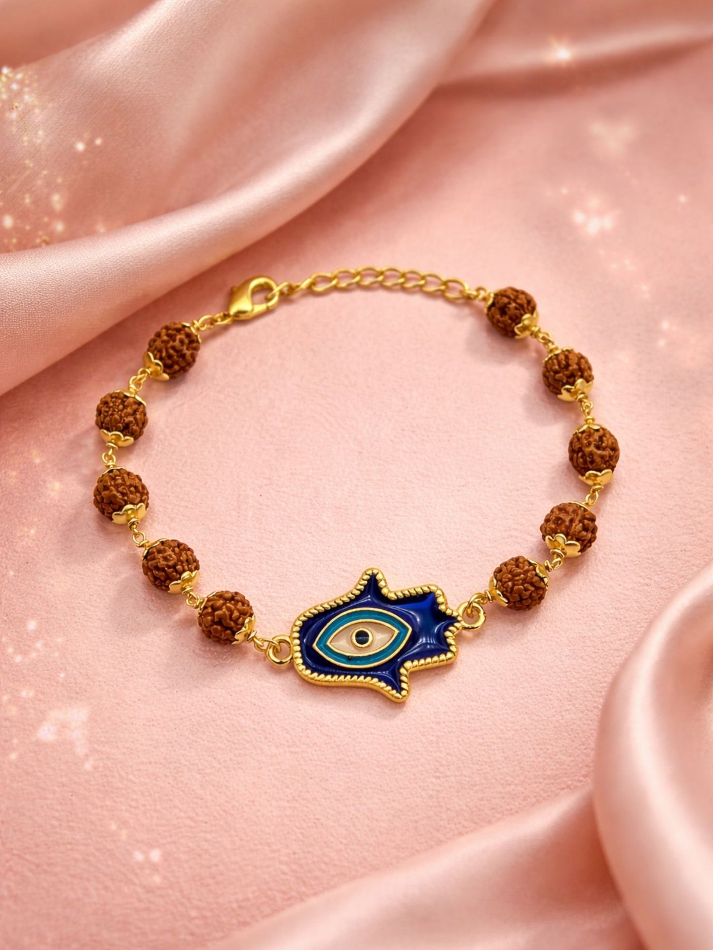 Men’s Rudraksha Rakhi Bracelet with Evil Eye Charm