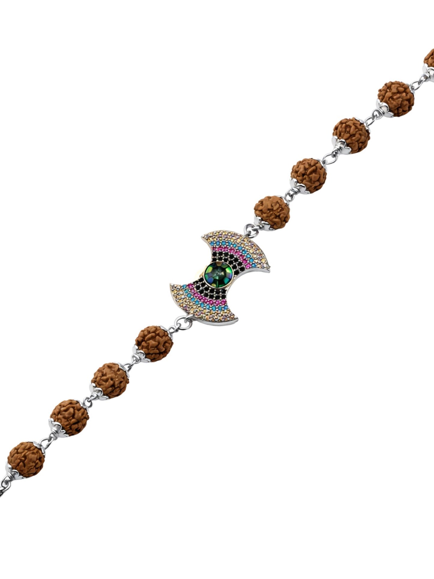 Men’s Rudraksha Rakhi Bracelet with Diamond Bow Charm