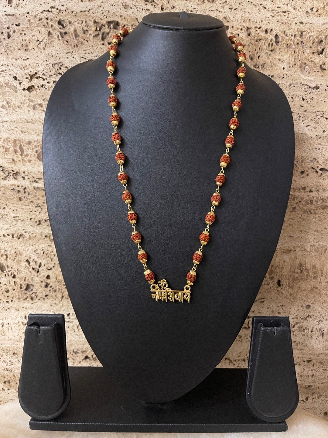 Gold Plated Rudraksha Om Namah Shivaya Pendant Design Necklace