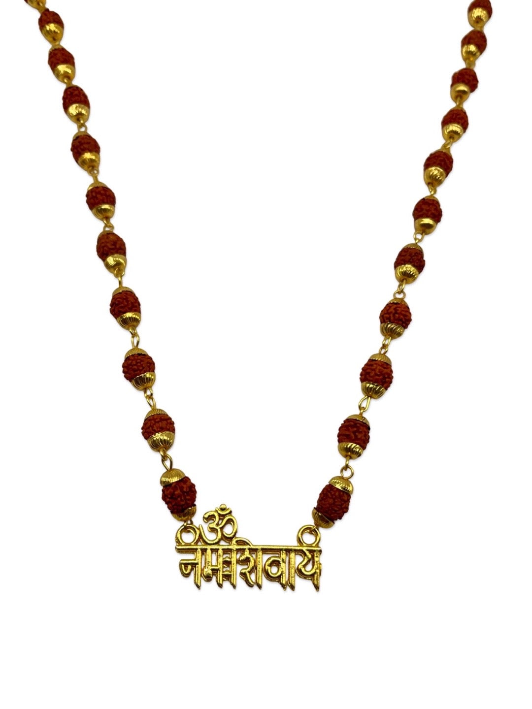 Gold Plated Rudraksha Om Namah Shivaya Pendant Design Necklace
