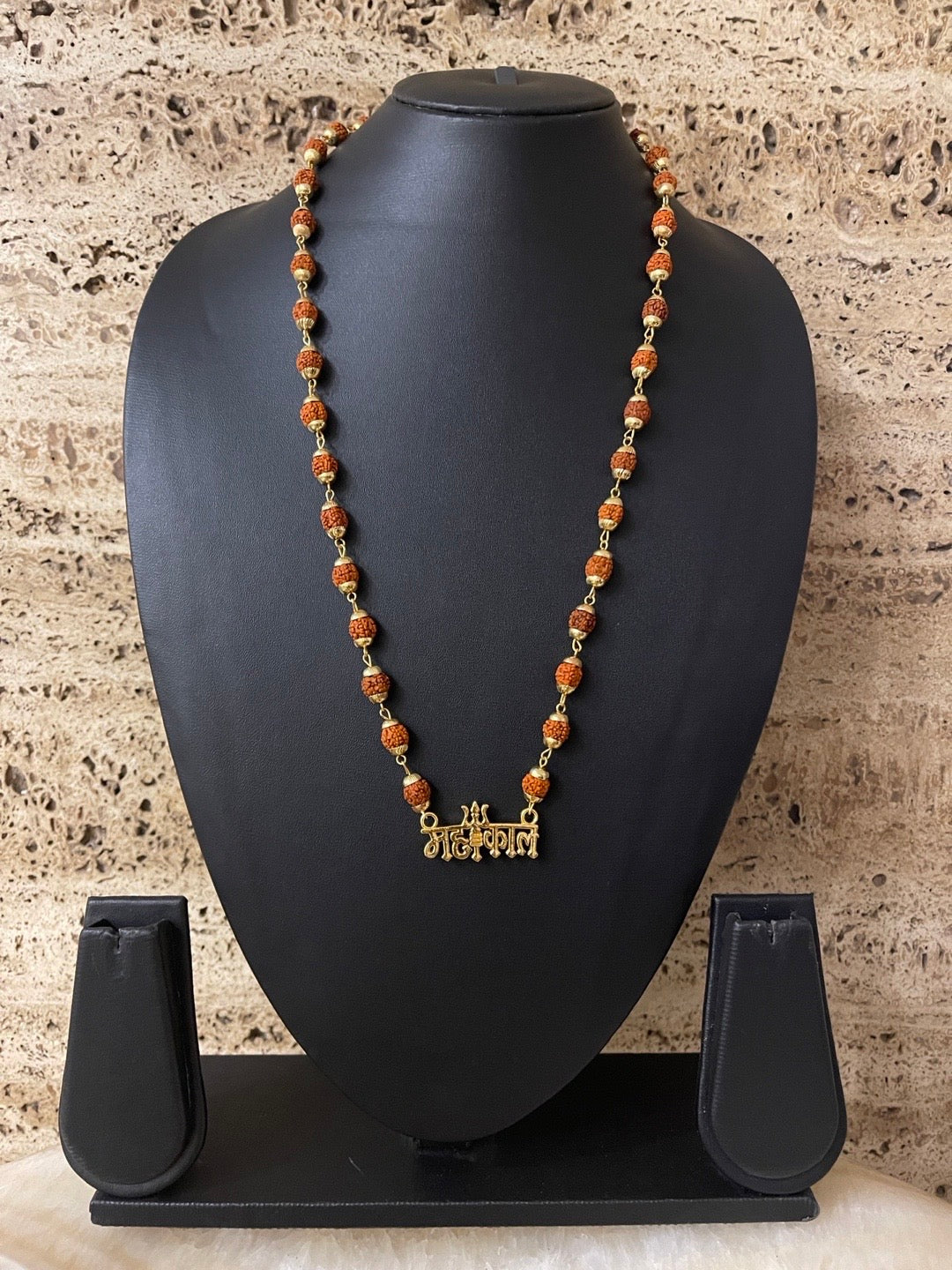 Gold Plated Rudraksha Mahakal Pendant Design Chain Necklace