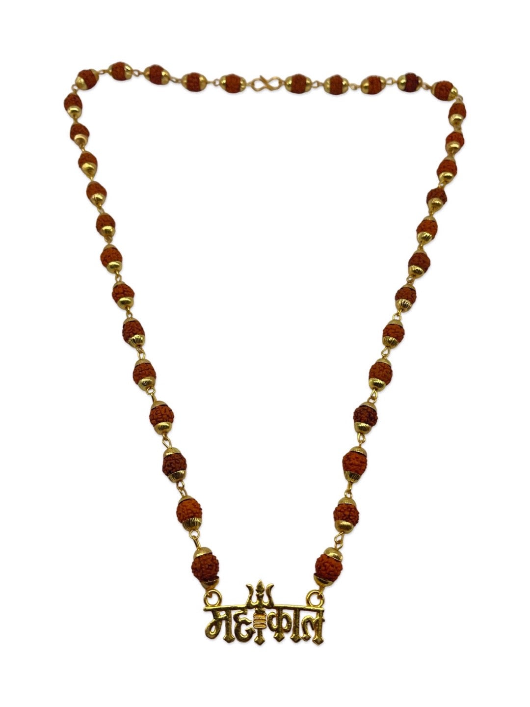 Gold Plated Rudraksha Mahakal Pendant Design Chain Necklace