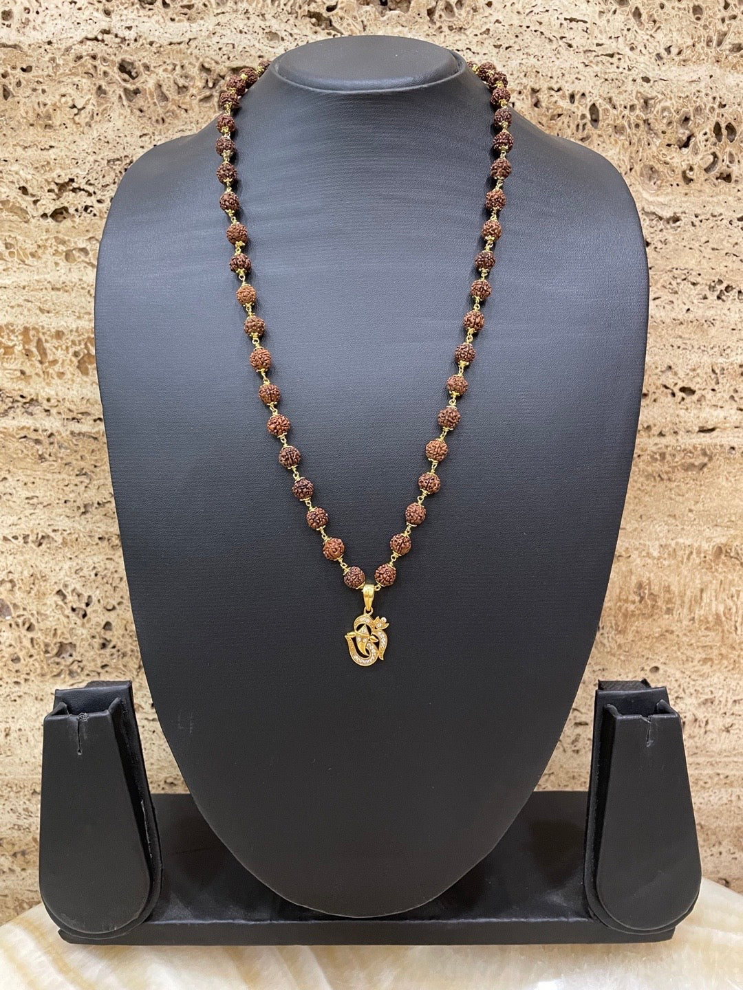 Om/Lord Ganesha Mens Rudraksha Mala Necklace