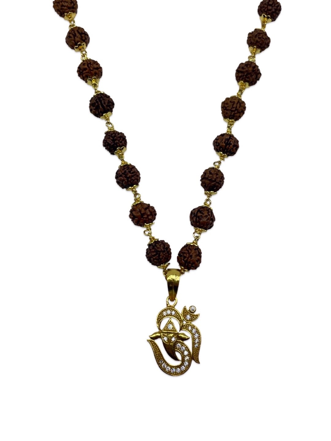 Om/Lord Ganesha Mens Rudraksha Mala Necklace