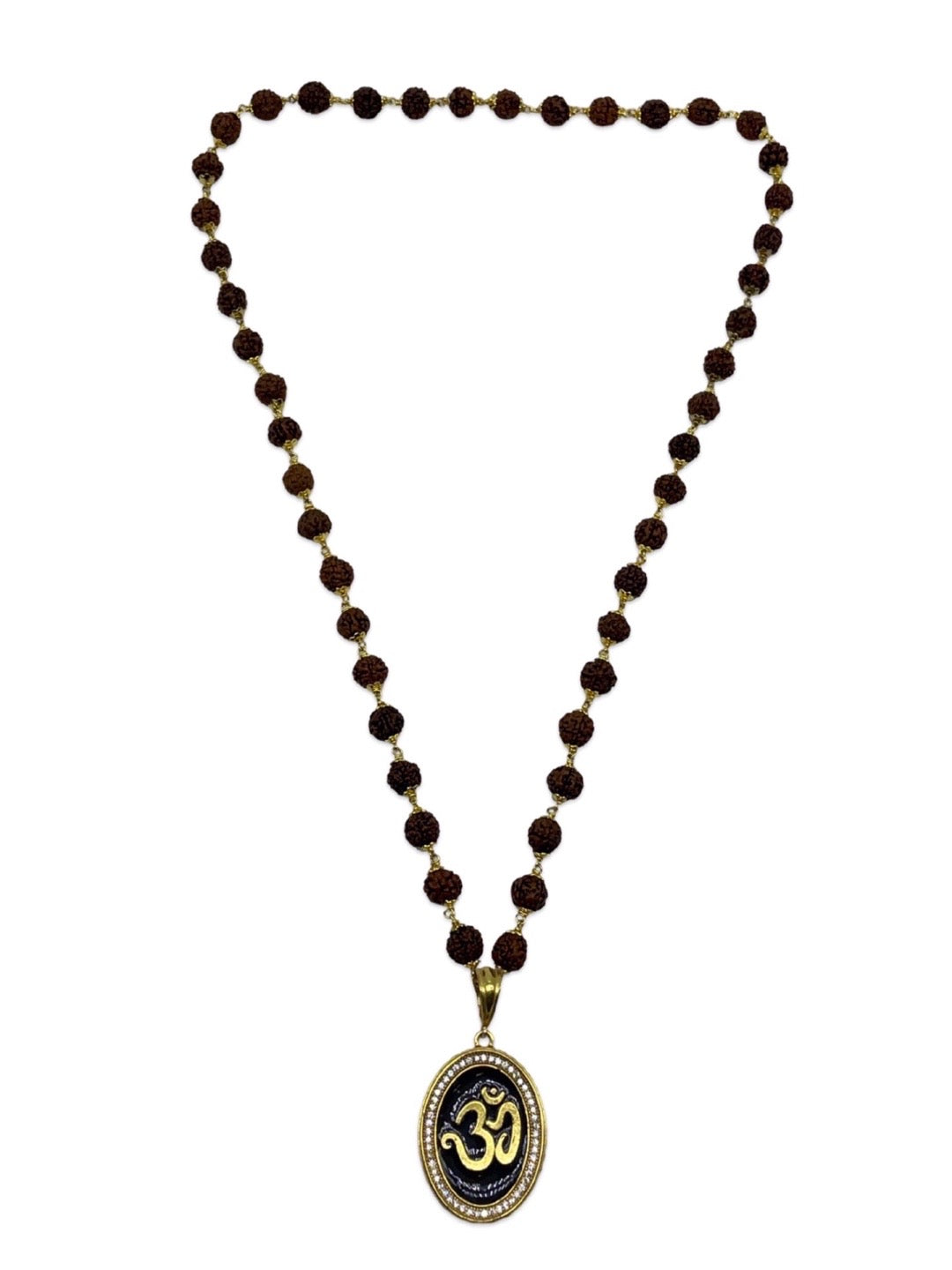 Om AD Mens Rudraksha Gold Mala Necklace
