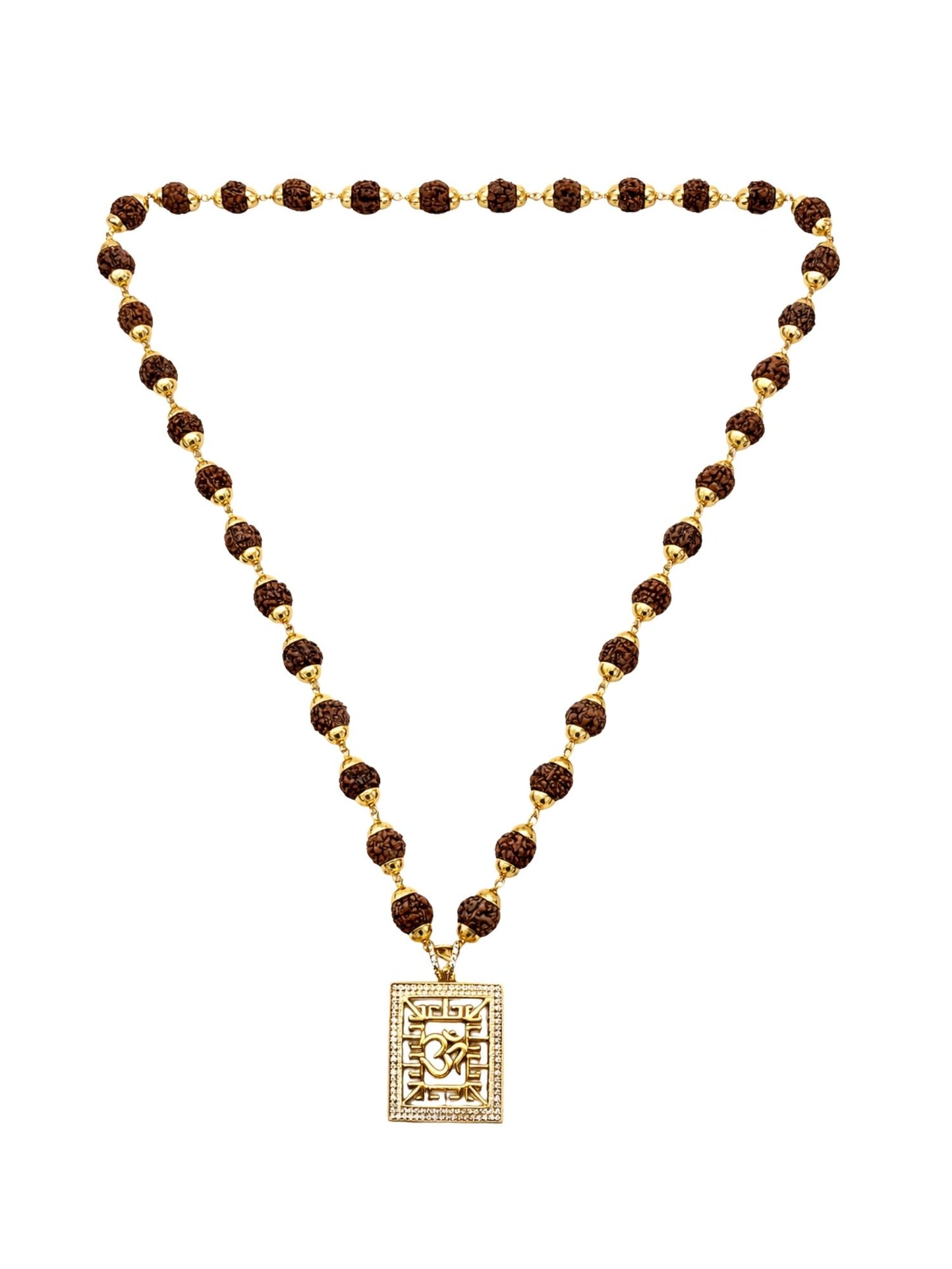 Rudraksha Necklace with Om American Diamond Pendant