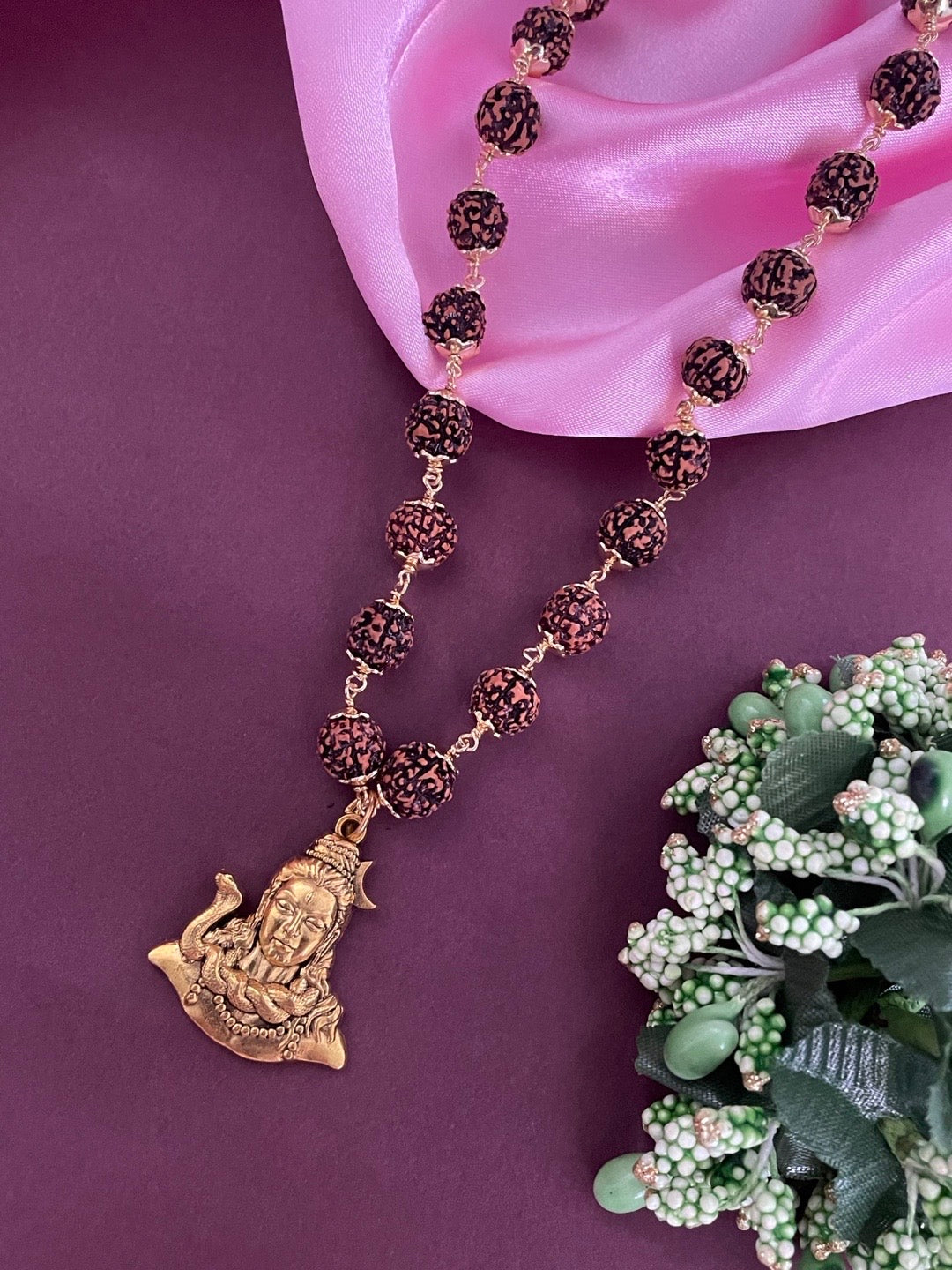 Lord Shiva Pendant Rudraksha Gold Mala