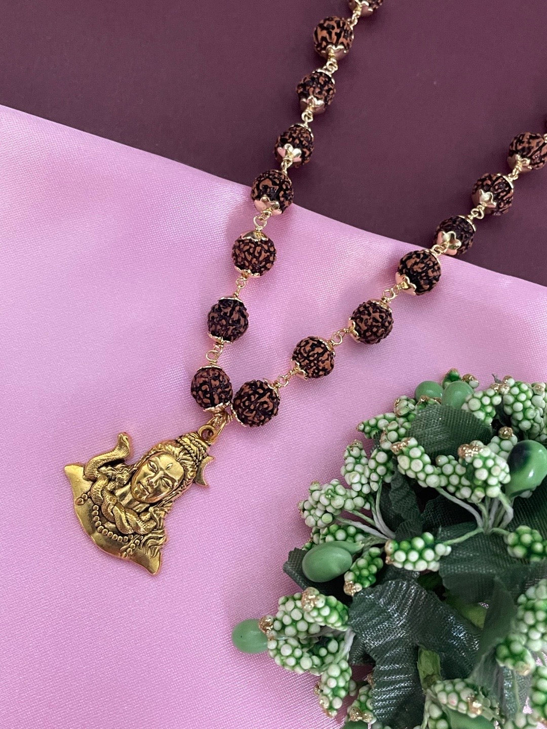 Lord Shiva Pendant Rudraksha Gold Mala