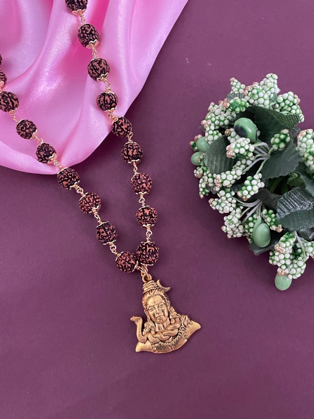 Lord Shiva Pendant Rudraksha Gold Mala