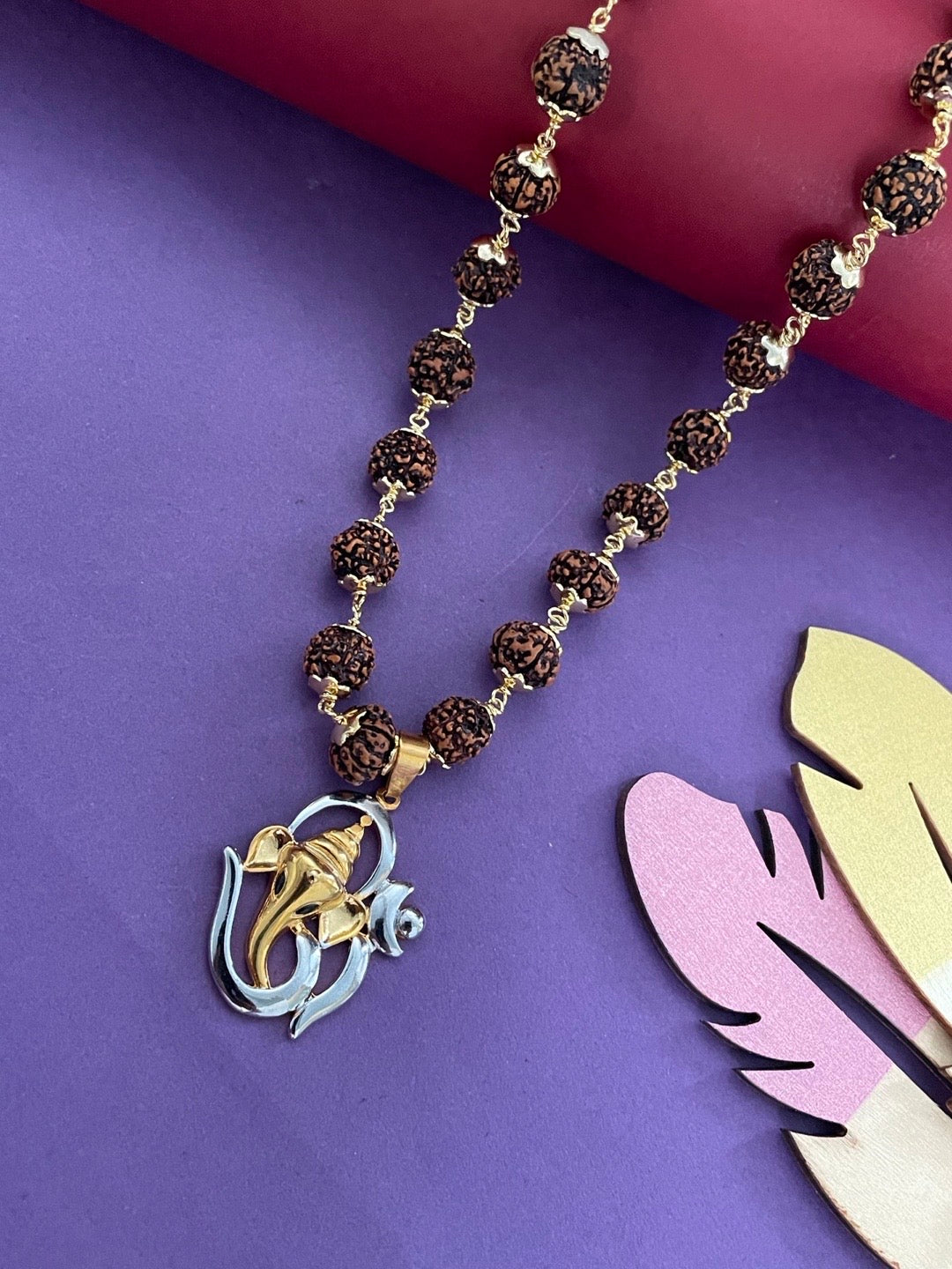 Lord Ganesha & Om Pendant Rudraksha mala