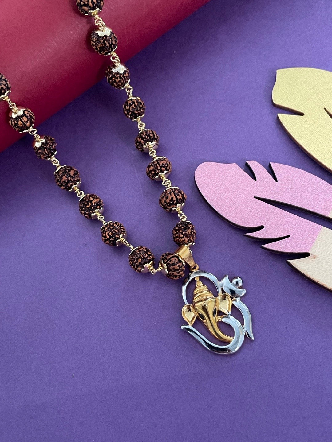 Lord Ganesha & Om Pendant Rudraksha mala