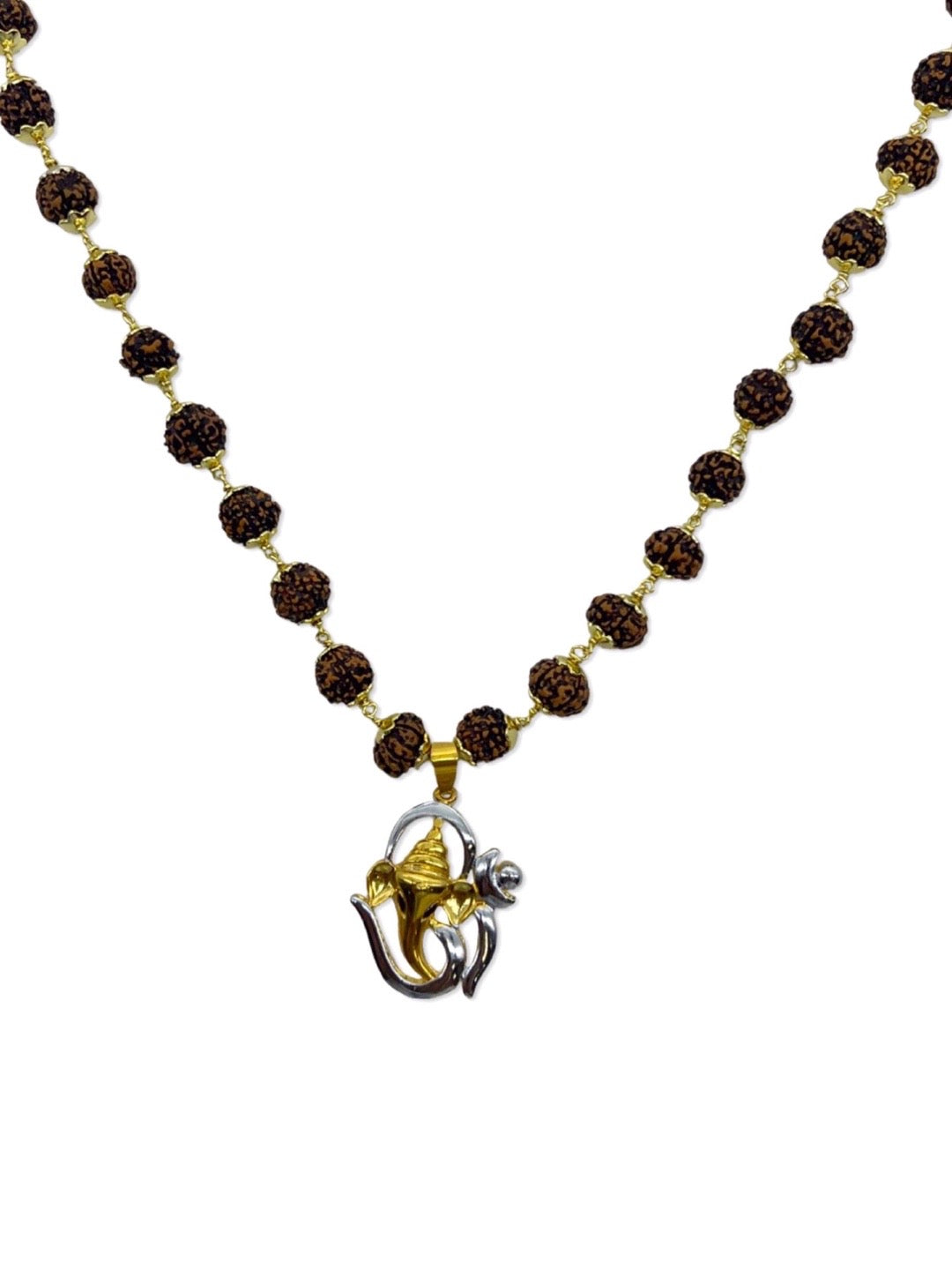 Lord Ganesha & Om Pendant Rudraksha mala