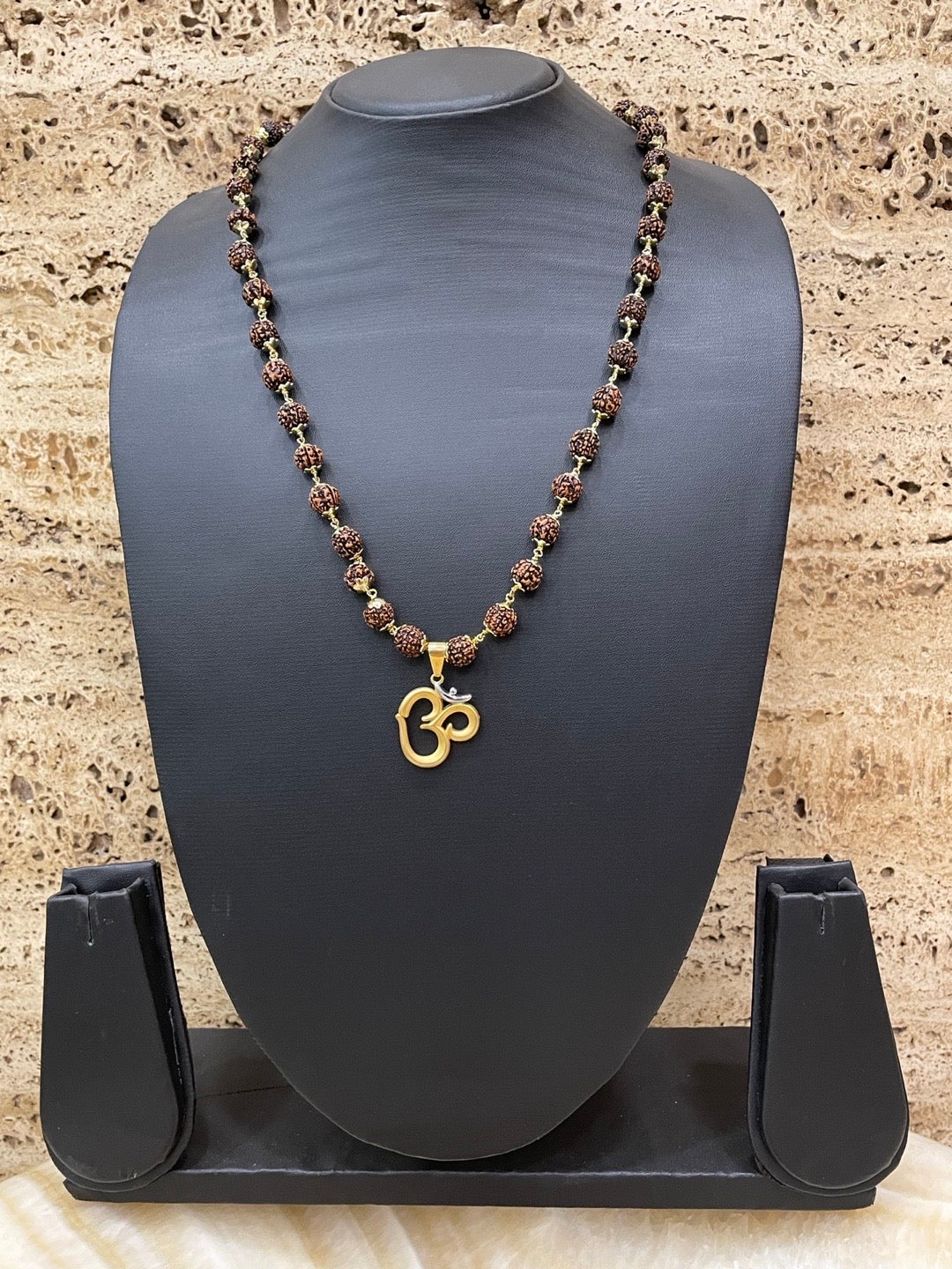 Om Pendant Rudraksha Gold Plated Mala