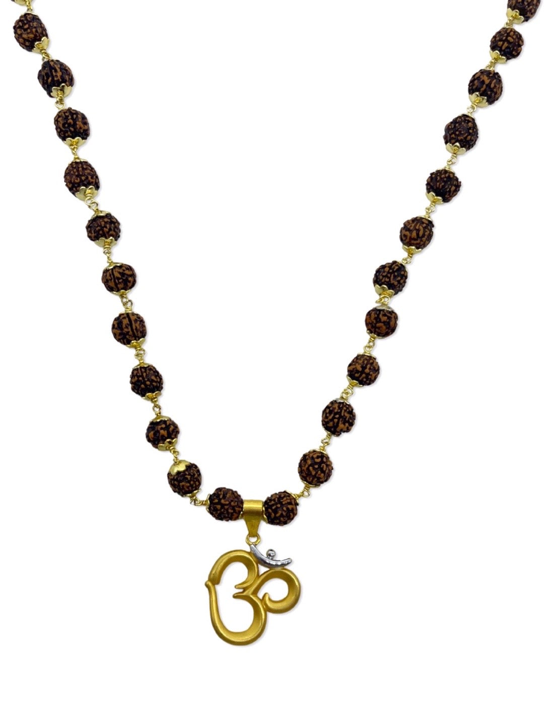 Om Pendant Rudraksha Gold Plated Mala