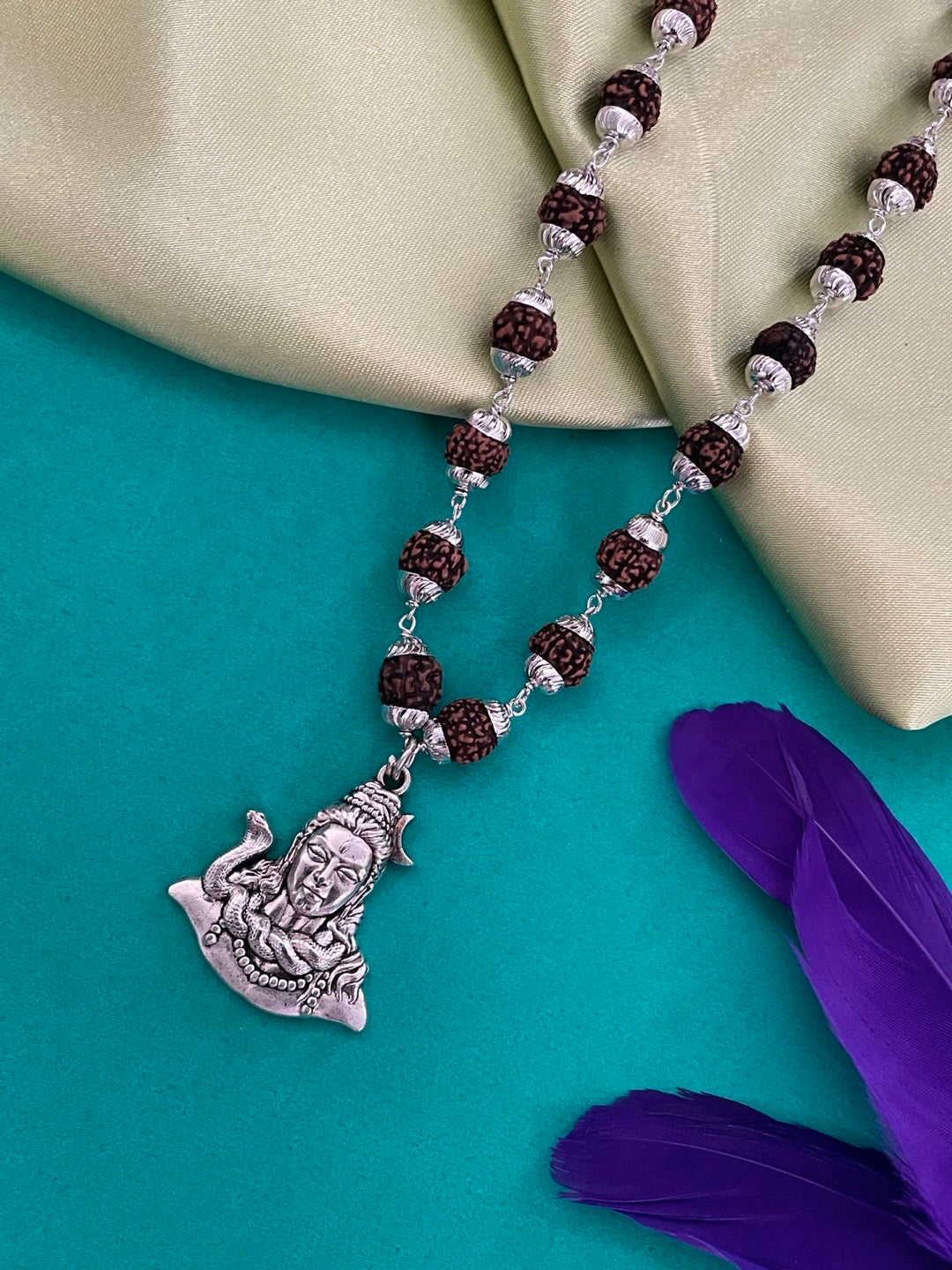 Lord Shiva Pendant Rudraksha Silver Chain