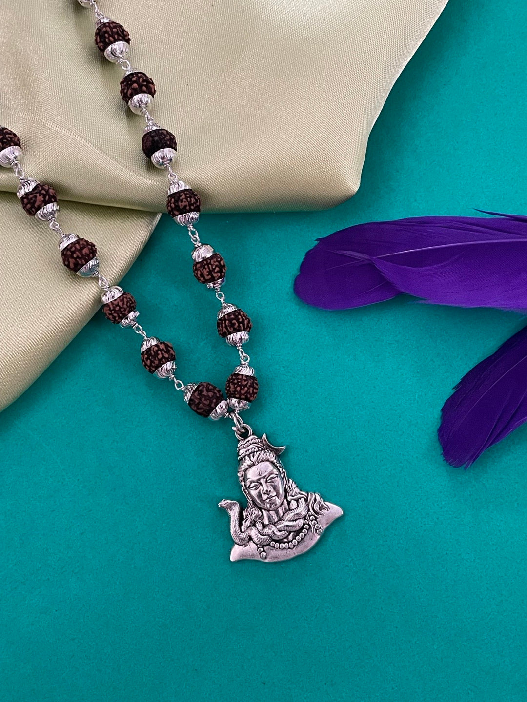 Lord Shiva Pendant Rudraksha Silver Chain