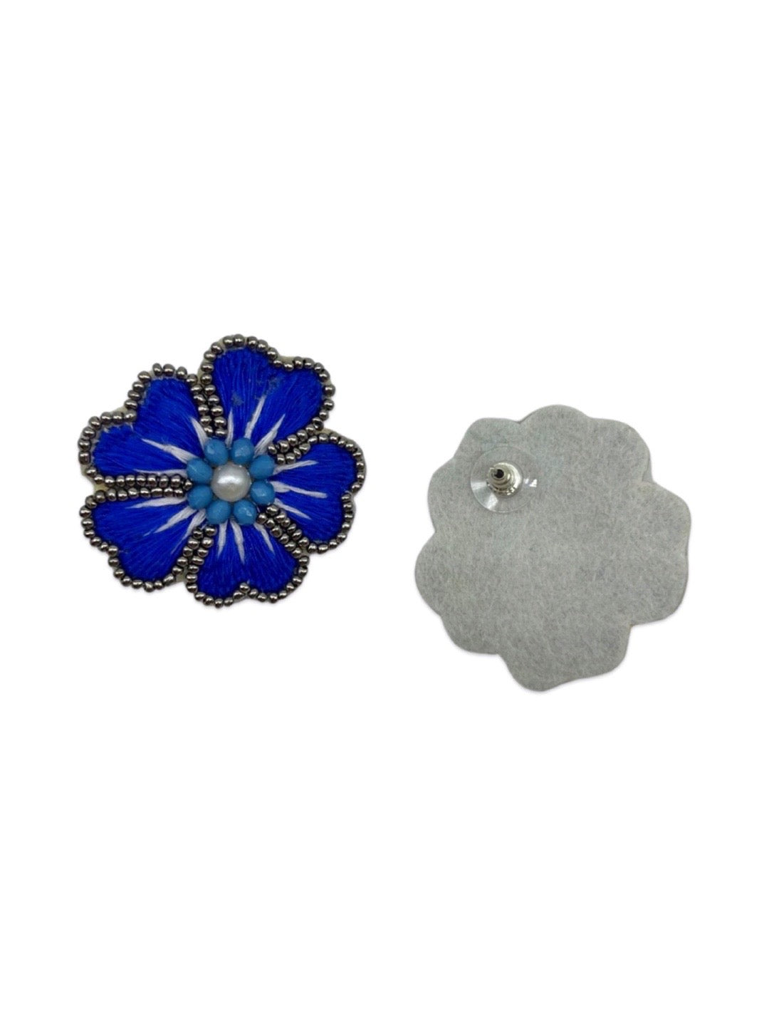 Blue Flower With Pearl Beaded Choker Set