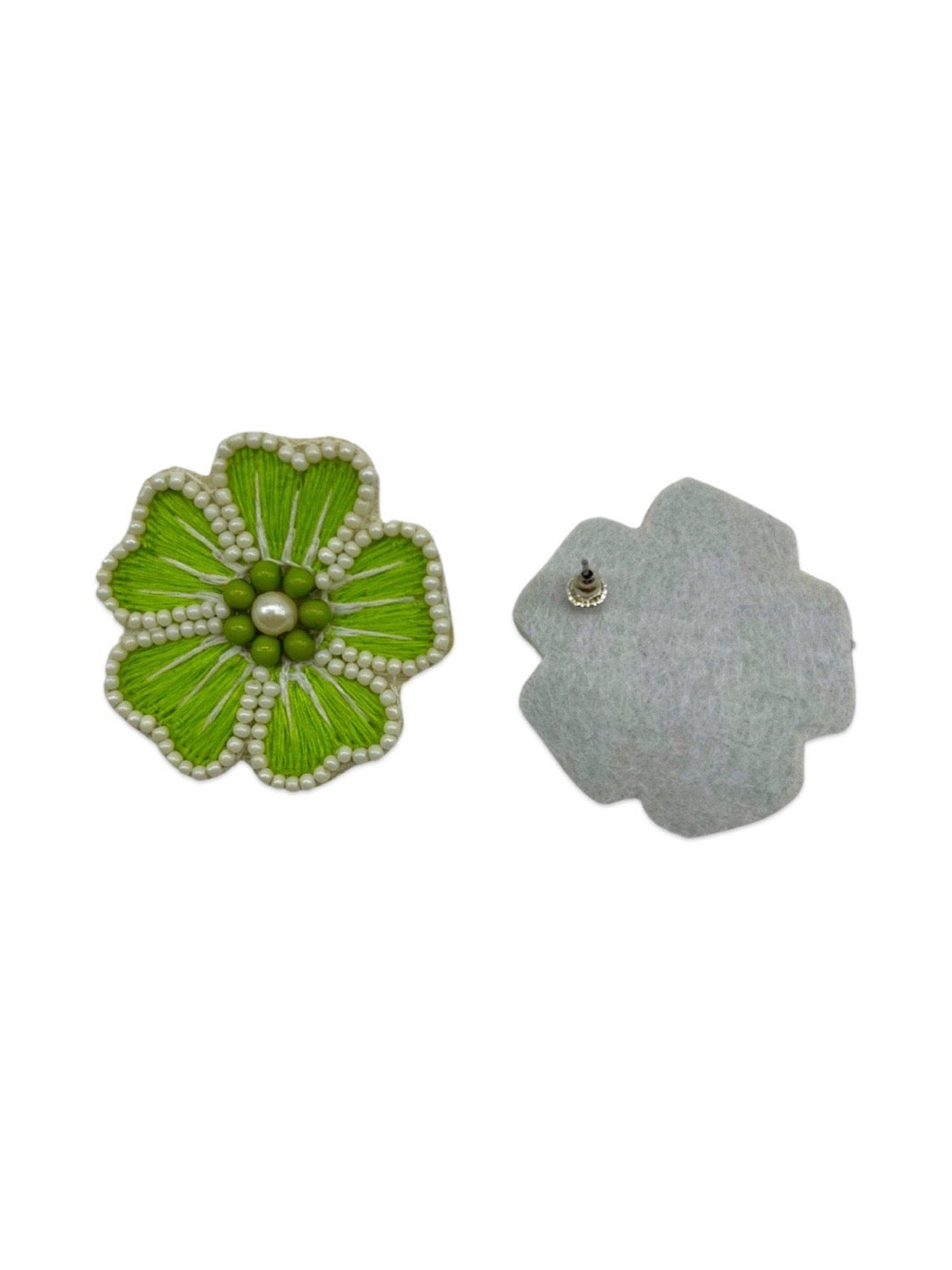 Green Flower & Pearl Beaded Choker Set