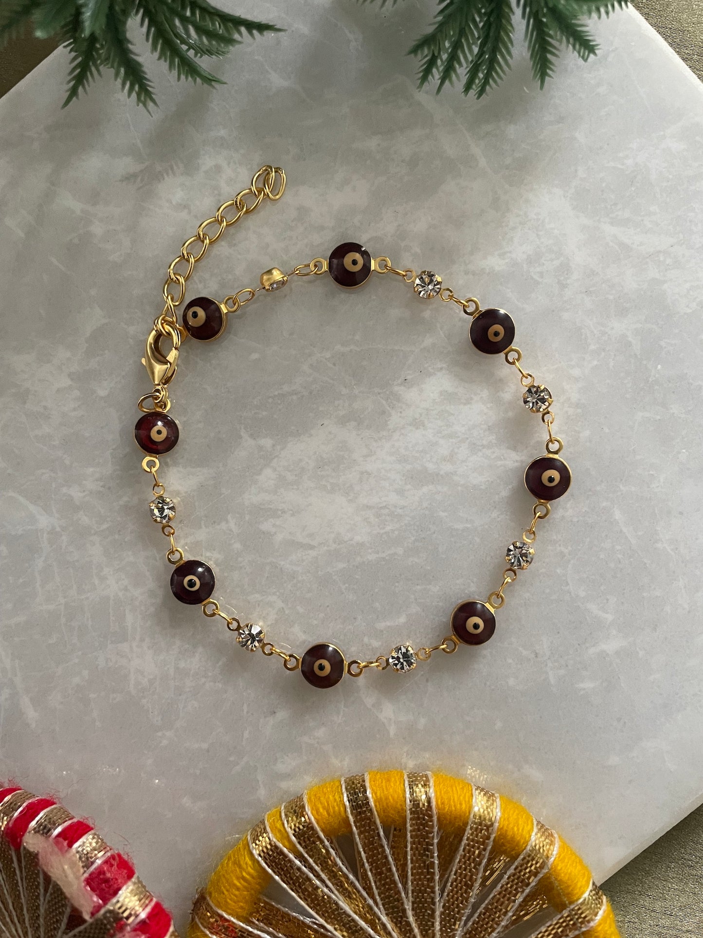 AD Maroon Evil Eye Bracelet Lumba Rakhi