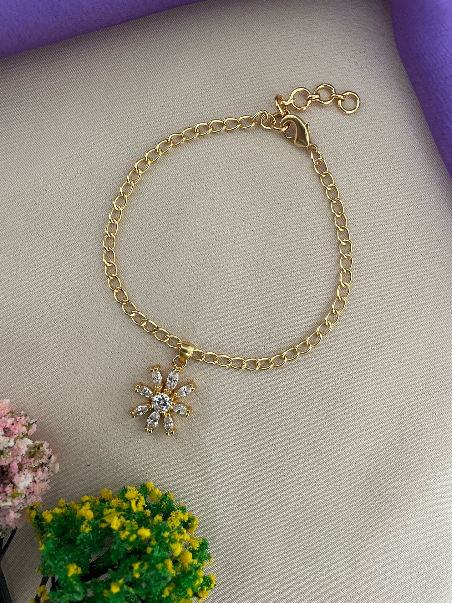 AD Flower Bracelet Lumba Rakhi